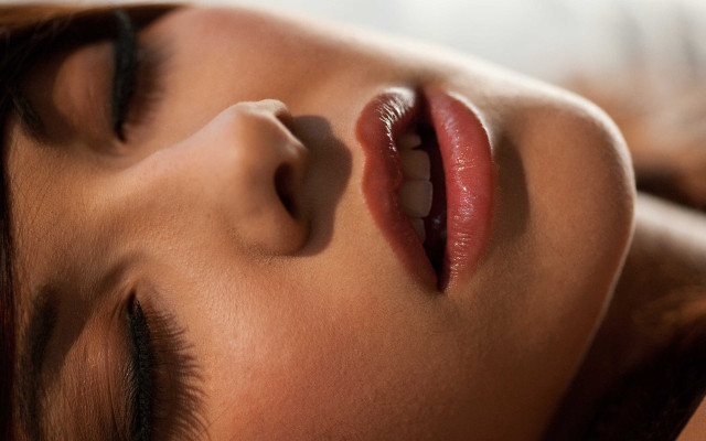 Sleeping woman closeup photorealistic face free wallpaper - medium preview image