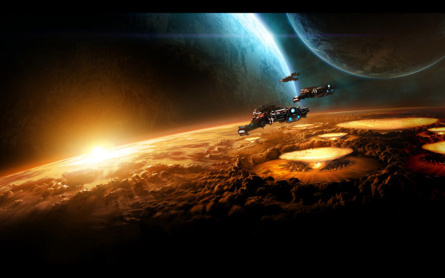 Space station over planet sunset #2 free wallpaper - medium preview image