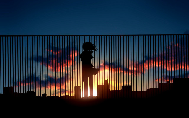 Sunset city fence aya goda free wallpaper - medium preview image