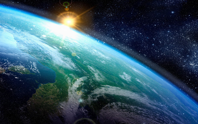 Earth space sun horizon matte free wallpaper - medium preview image