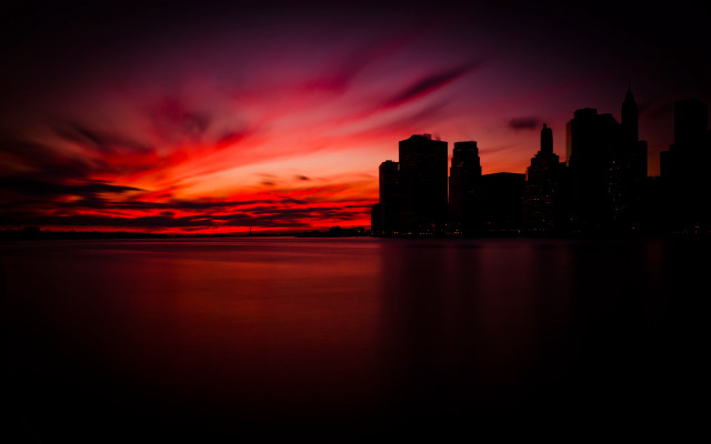 City skyline red purple dusk free wallpaper - medium preview image