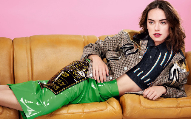 Woman couch greenbag pinkwall maximalism #2 free wallpaper - medium preview image