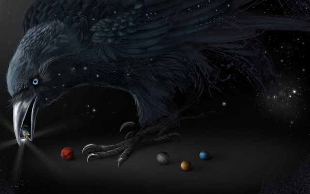 Bird open planets star night free wallpaper - medium preview image