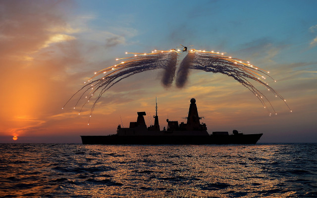 Ship fireworks sunset boat sky free wallpaper - medium preview image
