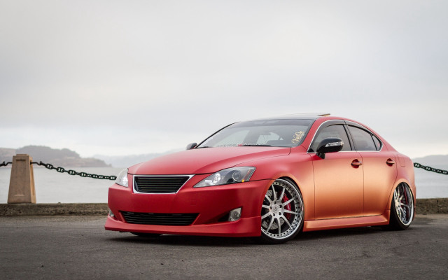 Red car street water chain free wallpaper - medium preview image