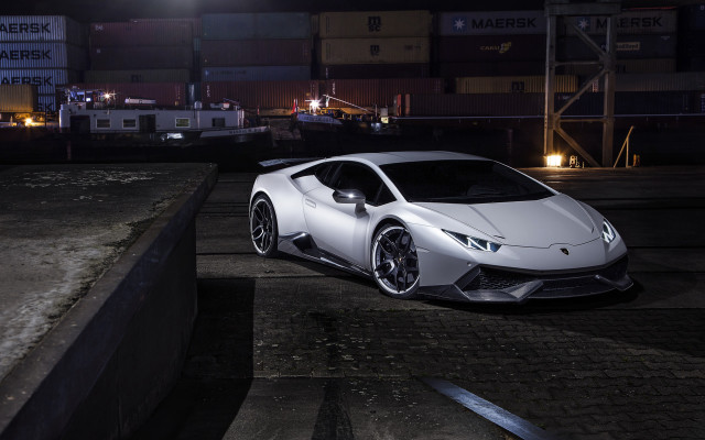 White sports car night parking free wallpaper - medium preview image