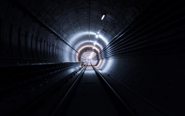 Dark tunnel light train track free wallpaper - medium preview image