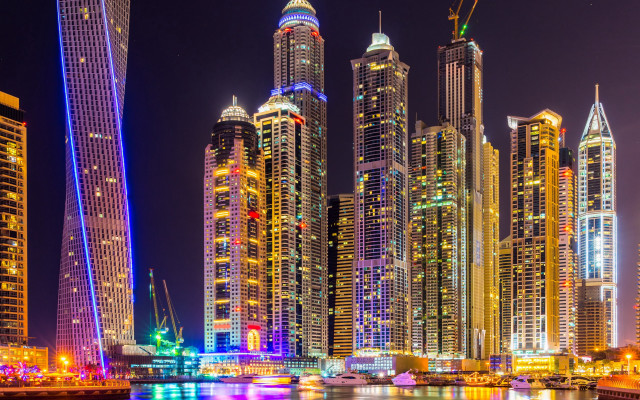 City skyline night boats architecture free wallpaper - medium preview image
