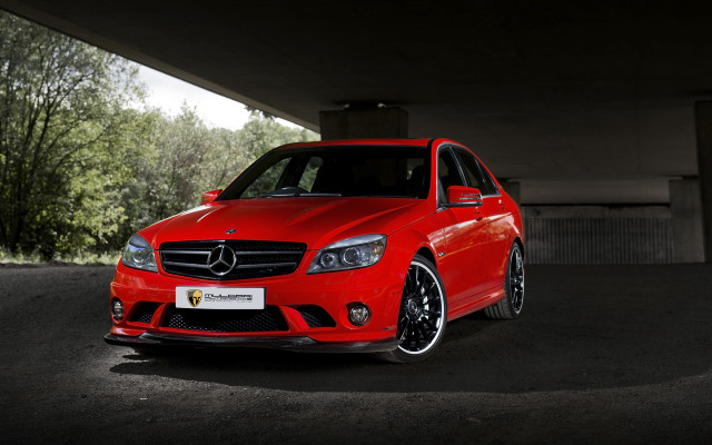 Red car parking garage under free wallpaper - medium preview image