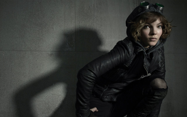 Woman leather jacket cat hat free wallpaper - medium preview image