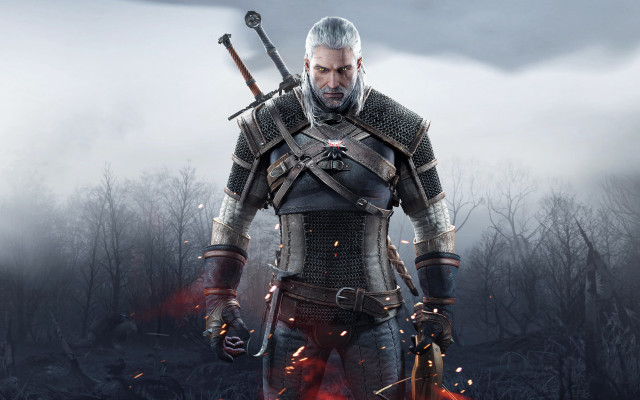 Armor man swords fire forest free wallpaper - medium preview image