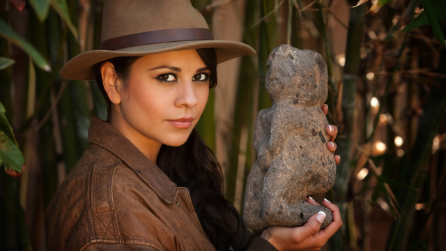 Woman hat rock plant bamboo free wallpaper - medium preview image