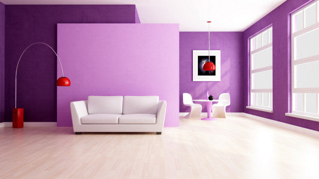 Living room white couch purple free wallpaper - medium preview image