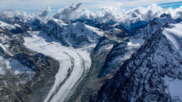 Mountain range glacier clouds plane free wallpaper - medium preview image