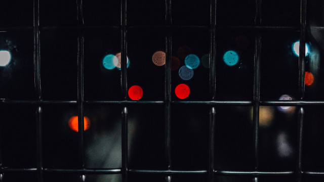 Trafficlight moonlight glowing sky space free wallpaper - medium preview image