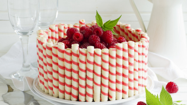 Raspberry cream cake pastel rococo free wallpaper - medium preview image