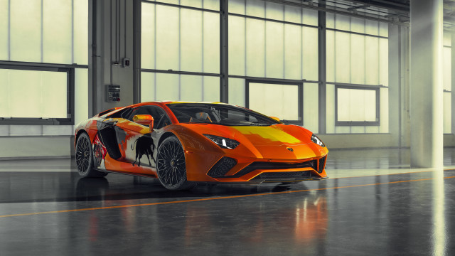 Orange yellow car building windows free wallpaper - medium preview image