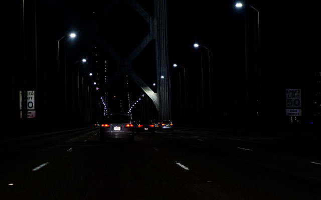Dark night car street moon free wallpaper - medium preview image