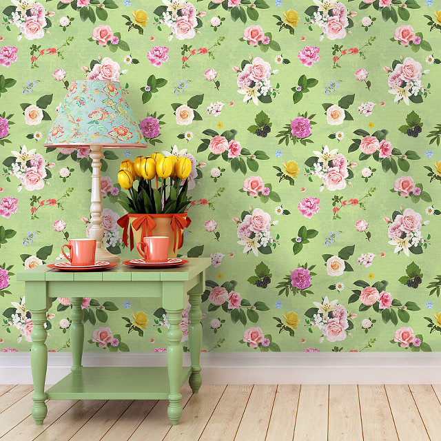 Green table lamp flowers wallpaper free wallpaper - medium preview image