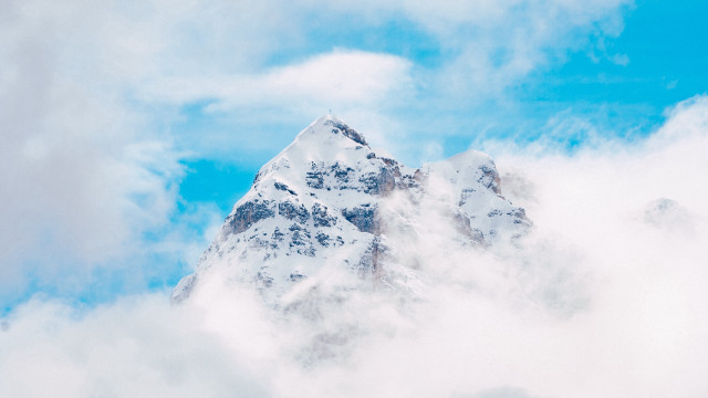 Snowy mountain blue sky plane free wallpaper - medium preview image