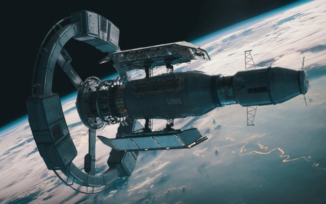 Space station earth beeple redshift free wallpaper - medium preview image