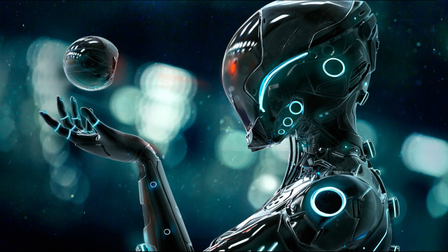 Robot ball astronaut moon star free wallpaper - medium preview image