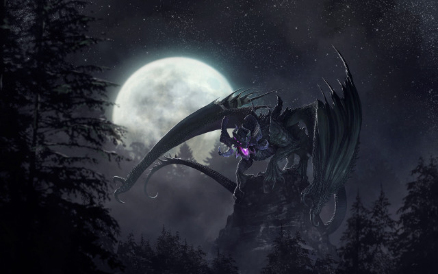 Dragon purple eye moonlight trees free wallpaper - medium preview image