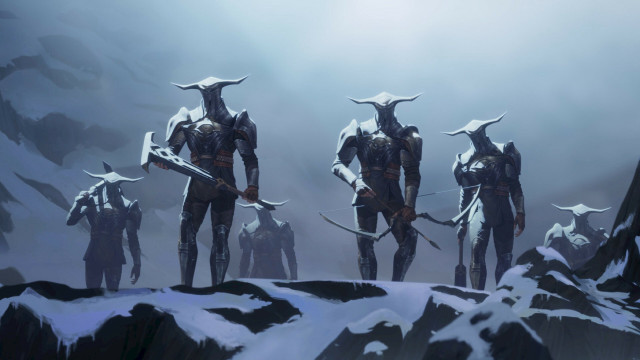 Horned men mountain top foggy free wallpaper - medium preview image