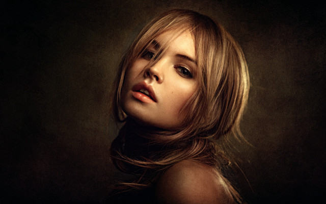 Woman long hair black background #11 free wallpaper - medium preview image