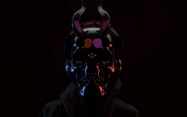 Horned man glowing horns red free wallpaper - medium preview image