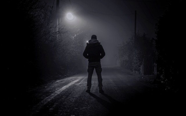 Night street fog moon planet free wallpaper - medium preview image