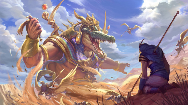 Desert dragon man sword egyptian free wallpaper - medium preview image