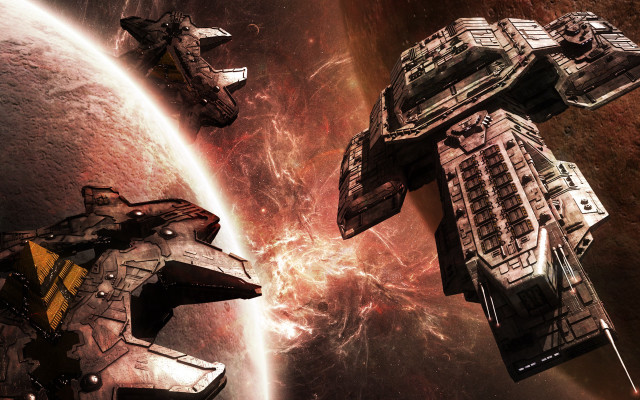 Space station galaxy planet star free wallpaper - medium preview image