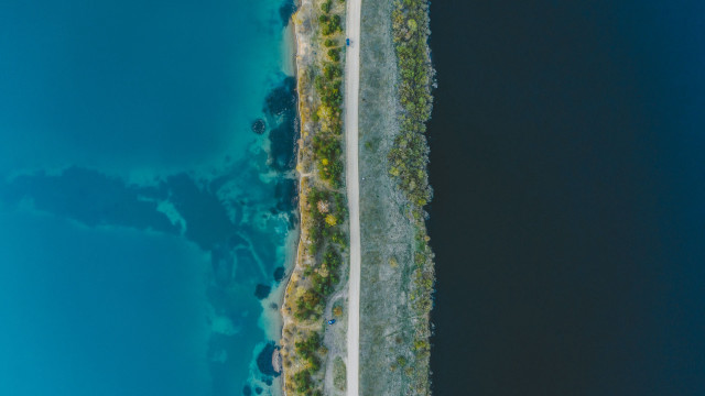 Bird eye road water plane free wallpaper - medium preview image