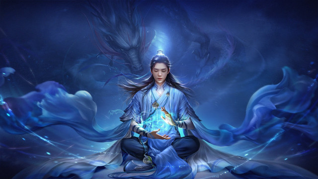 Woman crystal ball dragon fantasy #2 free wallpaper - medium preview image