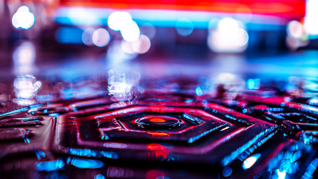 Cellphone hologram neon bokeh city free wallpaper - medium preview image