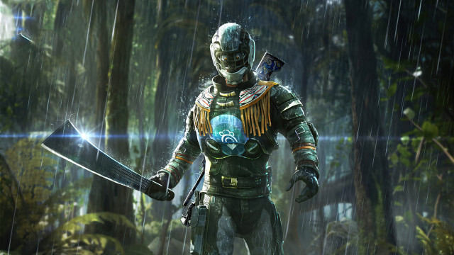 Man suit sword rain forest free wallpaper - medium preview image