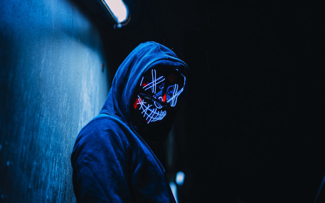 Blue hoodie skull facepaint redlight free wallpaper - medium preview image
