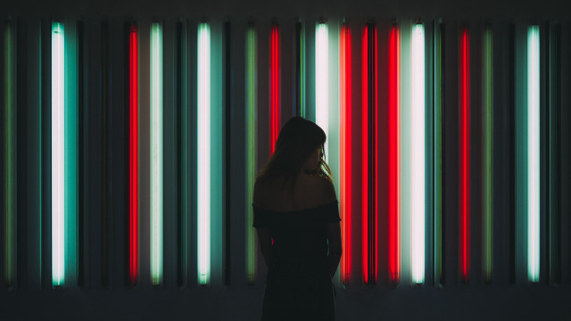 Woman neo figurative cyberpunk backlighting free wallpaper - medium preview image
