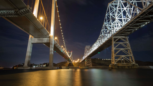 Bridge night lights sky tiltshift free wallpaper - medium preview image