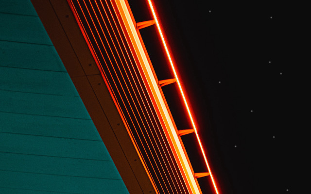 Clocktower redlight neon cyberpunk night free wallpaper - medium preview image