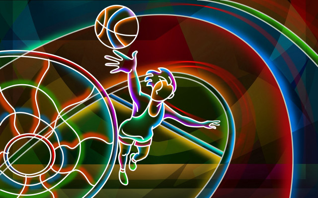 Basketball player jumping basket abstract free wallpaper - medium preview image