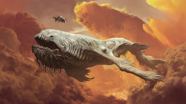 Giant fish clouds bird fantasy free wallpaper - medium preview image