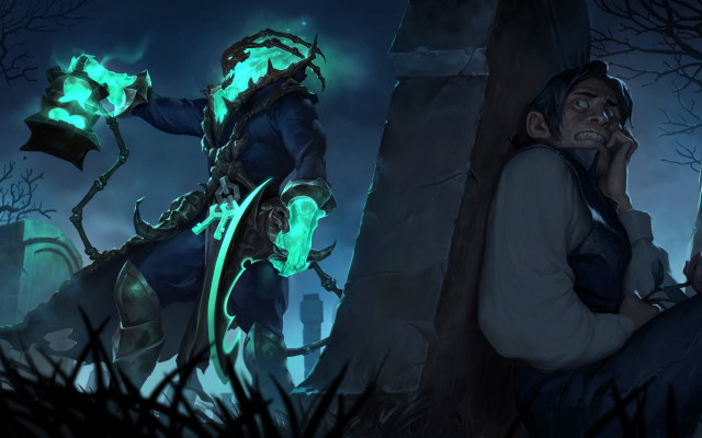 Man costumed sword glowing green free wallpaper - medium preview image