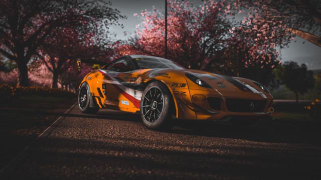 Sports car road night autumn free wallpaper - medium preview image
