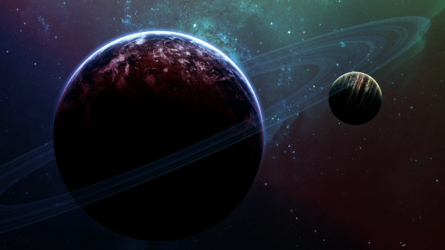 Planet rings stars background aurora free wallpaper - medium preview image