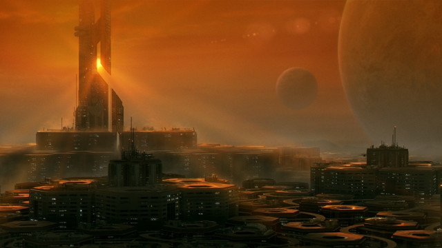 Afrofuturism futuristic city tower sunset #2 free wallpaper - medium preview image