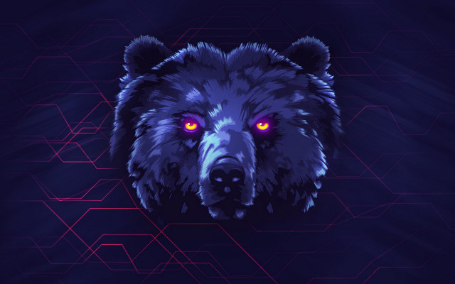 Glowing bear geometric shapes fangs free wallpaper - medium preview image