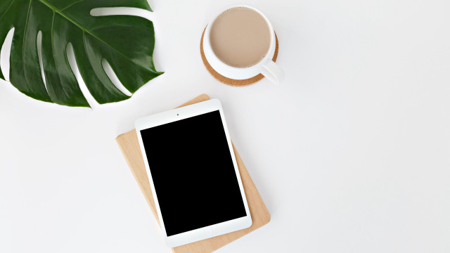Tablet coffee plant white table free wallpaper - medium preview image