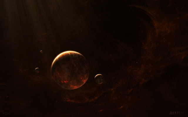 Red planet space art moon free wallpaper - medium preview image
